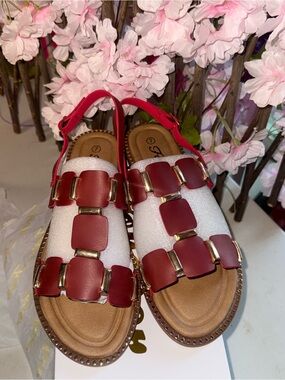 Women's Red Slingback Casual Sandals